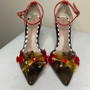 Betsey Johnson Savvie Ankle Strap
Pumps Size 7.5 Black and Red